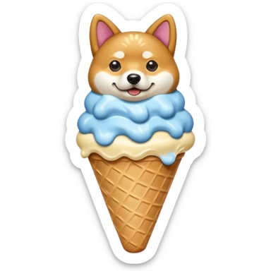 Shiba Jasper chocolate vanilla swirl ice cream cone sticker