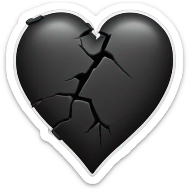 black broken heart one crack sticker
