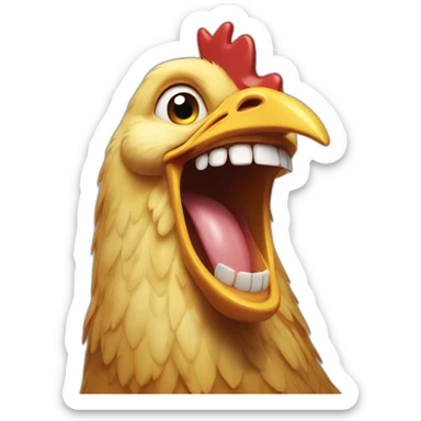 chicken laughing with teeth sticker