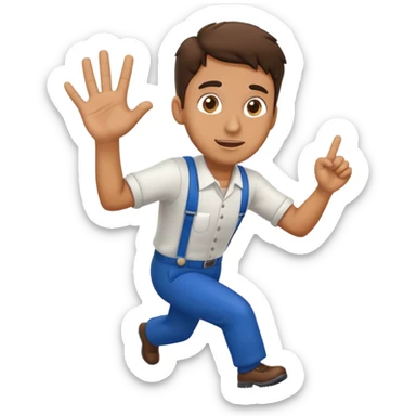 an italian train employee reaching his hand out and running toward us looking stressed sticker