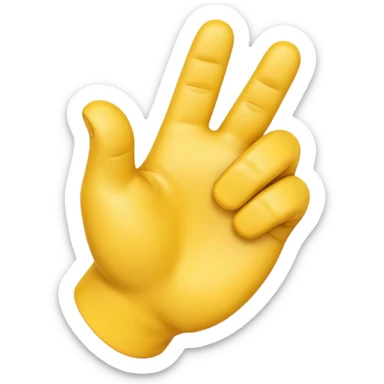 A 3D Apple-style yellow hand emoji, closed fist with thumb pointing backward over the shoulder direction, smooth rounded shape, shiny surface, clean minimal background. sticker