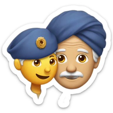 Turban older Man from India hugs detective hat older European  sticker