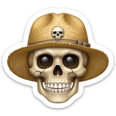 Straw hat with skull  sticker