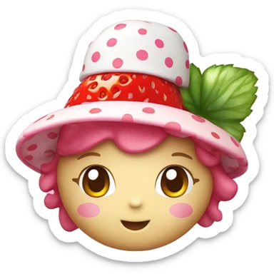 hello kitty with a strawberry shaped hat sticker