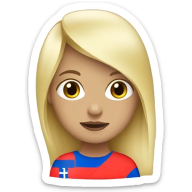 Blond girl with serbia flag sticker
