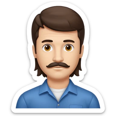 Mullet man with mustache brunet sticker
