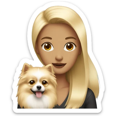 Blonde girl with a pomeranian sticker
