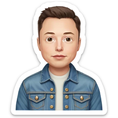 Elon musk wearing a jean jacket sticker