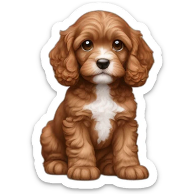 redish brown cavapoo puppy with no white markings sticker
