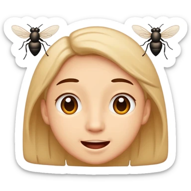 😊🥺 these emojis but with flies around it and its happy sticker