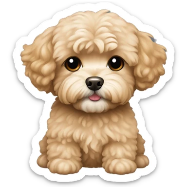 A small, cute, light brown Maltipoo sticker