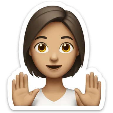 Brunette white skin raising her hand ￼ sticker