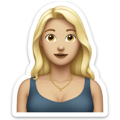 a blonde white person putting her hand on her chest sticker