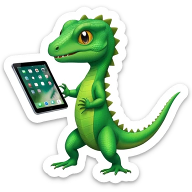 A lizard throwing an iPad sticker