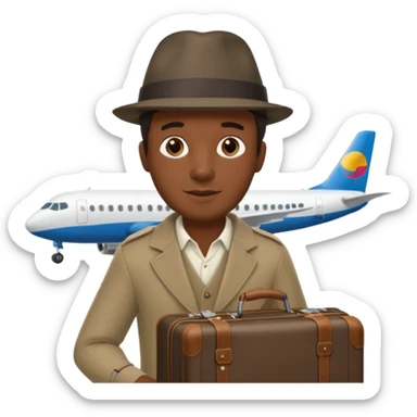 Visage homme créole réunionnais avec chapeau arrive avion sticker