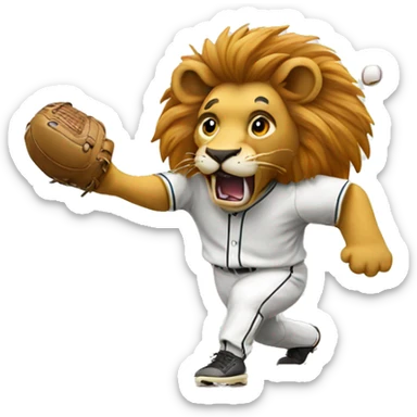 Lion playing baseball sticker
