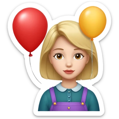 lady with a balloon sticker
