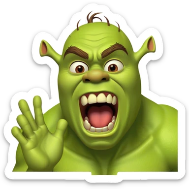 Shrek doing vile hostile scream (very scary 😱) sticker