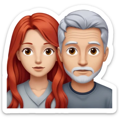 Long red hair woman and young gray hair man sticker