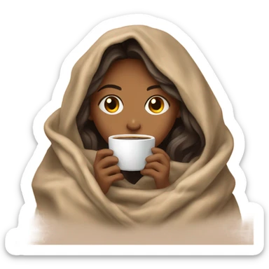 girl inside a blanket sipping coffee eyes closed sticker