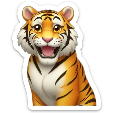 A cute tiger smiling and giving a thumbs up sticker