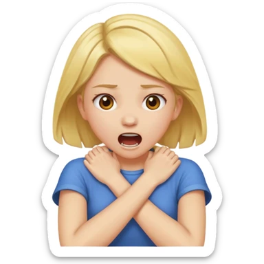 Girl with crossed arms grabbing her neck screaming  sticker