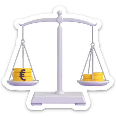balance scale with Euro symbol € in the trays sticker