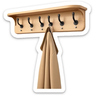 minimalist wall-mounted coat rack with clean lines and rounded hooks sticker