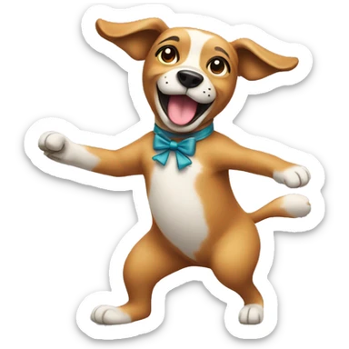 Dog dancing with bow sticker