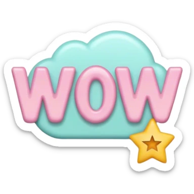 pastel sign say "wow" sticker
