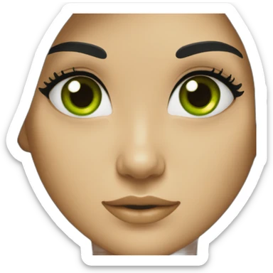 A girl with long black hair and a green dress with green eyes  sticker
