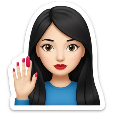 latina girl with straight long hair thats black memoji with nail no lipstick sticker