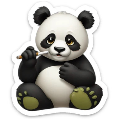 drunk panda smoking ciga sticker
