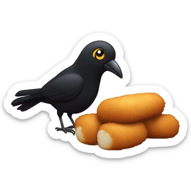 Black bird with croquettes  sticker