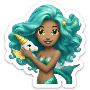 À mermaid with on a unicorn  sticker
