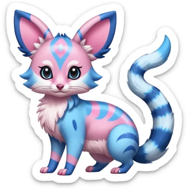 Rare realistic cool cute epic aesthetic colorful Amaura-Sylveon-Civet-Genet-species-Fakemon-hybrid-creature, with markings, full body sticker