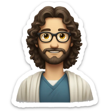 Jesus and a white girl with dark curly hair and glasses sticker