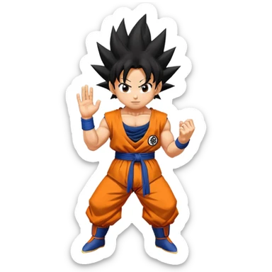 Goku from Dragon Ball Z with spiky black hair and orange gi sticker