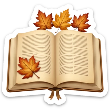 beige autumn open book with leaves on it sticker