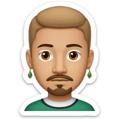 Guy with a "edgar cut",has a goatee,brown eyes,lightskin,mexican,has an earring sticker