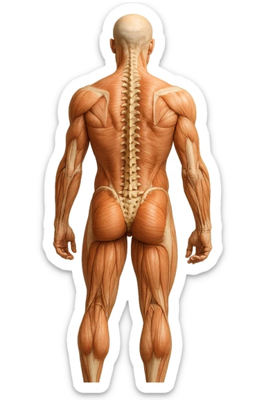 fai un immagine identica che riguarda un esercizio ma mettigli spina dorsale e muscoli in evidenza (anatomica) con colori naturali di un corpo umano. falla iperrealistica anatomica in 4k con spina dorsale storta in evidenza sticker