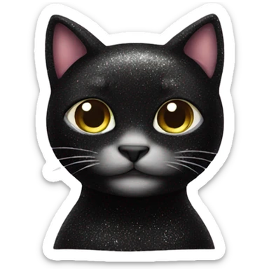Black glittery shimmery cat sticker