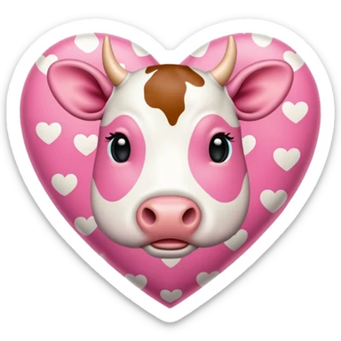 Pink cow print heart sticker