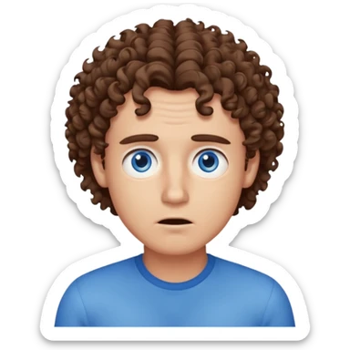 Guy with curly brown hair and blue eyes acting confused  sticker