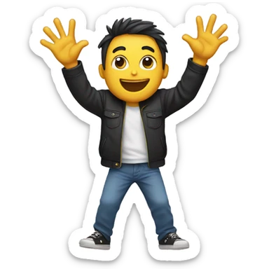 Excited emoji with rock hands sticker