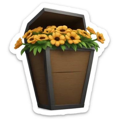 Coffin with a flower sticker