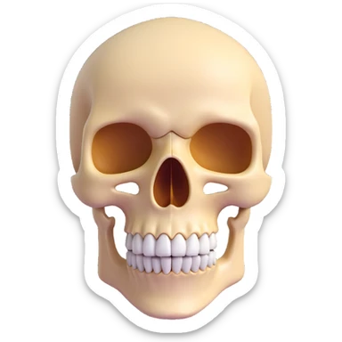 3d skull, stylized, cartoonish, smooth surfaces, exaggerated features sticker