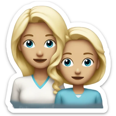 mother and son blonde blue eyes sticker