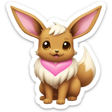 Eevee Pokemon with a pink heart sticker