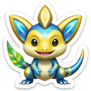 Elemental shimmering lucky charming smiling cute Croagunk-Jirachi-Dragalge-Hawlucha-Pokémon-Fakémon-hybrid-creature sticker